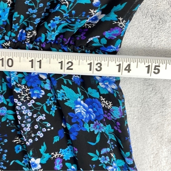 Playback Mini Dress Lined Floral Large V-Neck Halter Elastic Waist - Picture 10 of 11